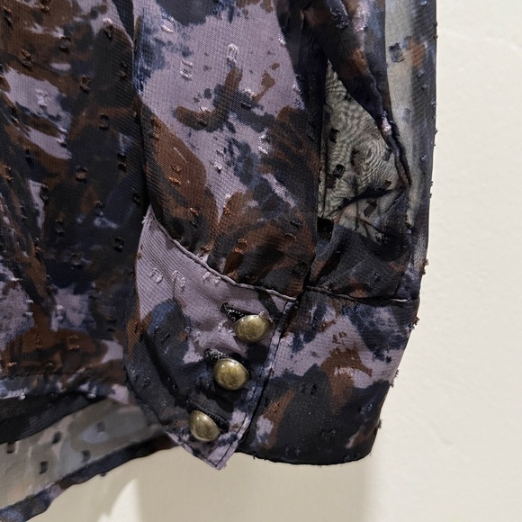 Coldwater Creek Sheer Floral Button Front Blouse Long Sleeve Women’s MP 10-12 - Picture 8 of 9